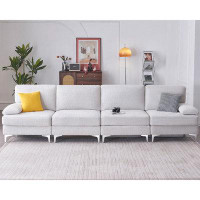 Wrought Studio 4 Seater Modular Sectional Couches, Convertible Sectional Sofa For Living Room, Cream Couche In Beige Che