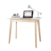 Corrigan Studio Home Office Classic Study Desk Adult/Student Solid Rubber Wood Legs, Modern Dresser Computer Laptop Desk