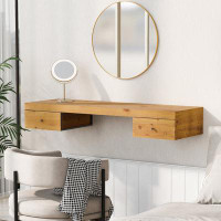 Millwood Pines 47.2" Wall-Mounted Vanity Desk, Floating Vanity Shelf With Drawers, Dressing Table With Wooden Sticker,Co