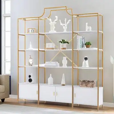 Everly Quinn 4 Tiers Open Bookcase With Storage Cabinet