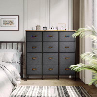 Rebrilliant Dark Grey Wall Mount Storage Dresser - 12 Drawers, Versatile Design, Sturdy Construction