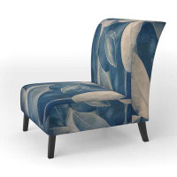 Ivy Bronx Vintage Botanical Autumn Leaves Faded Blue I - Upholstered Modern Accent Chair