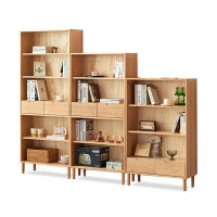 Eden Rim 94.49"Burlywood  Standard Solid wood Bookcases