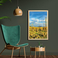 East Urban Home Ambesonne Saguaro Wall Art With Frame, Floral Cactus Catching The Last Sunrays Day Long Life Western Pla