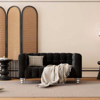 Tandoori 63" Modern Sofa Dutch Fluff Upholstered sofa with solid wood legs, buttoned tufted backrest