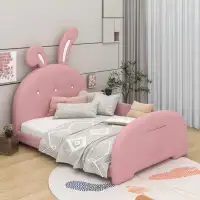 Zoomie Kids Ainoa Twin Size Upholstered Rabbit-Shape Princess Bed with Headboard and Footboard