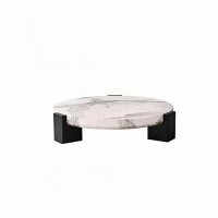 POWER HUT Italian Natural Marble Coffee Table Small Apartment Light Luxury Circular Designer Minimalist French New Style