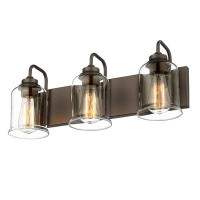 Breakwater Bay 3-Light DimmableVanity Light Vintage Glass Bell Shade Oil Rubbed Bronze Finish