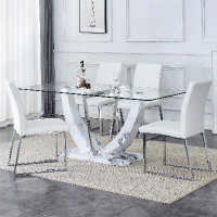 Ivy Bronx Glass Top Dining Table Set