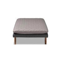 Everly Quinn Lefancy Aigne Mid-Century Modern Two-Tone Grey Fabric Upholstered Walnut Finished Wood Daybed