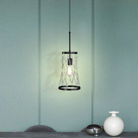 Everly Quinn 1-light Black Cone Cage 8 Inch Pendant With Glass Bar