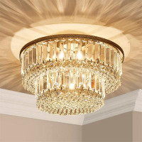 House of Hampton Modern 5-Lights 2-Tier Crystal Ceiling Chandelier
