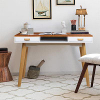 Wrought Studio Wooden Vanity Table Makeup Dressing Desk Writing Desk Computer Table With Solid Wood Top Panel