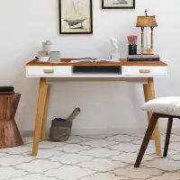 Wrought Studio Wooden Vanity Table Makeup Dressing Desk Writing Desk Computer Table With Solid Wood Top Panel