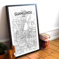 Made in Canada - Wrought Studio 'Guangzhou City Map' Graphic Art Print Poster in Tones