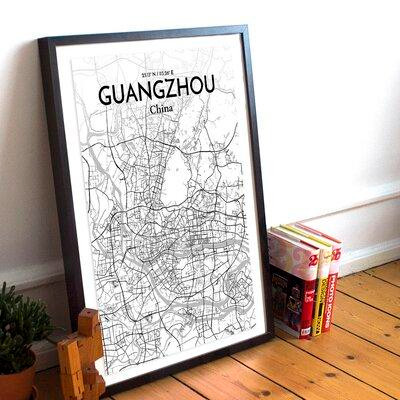 Made in Canada - Wrought Studio 'Guangzhou City Map' Graphic Art Print Poster in Tones in Arts & Collectibles