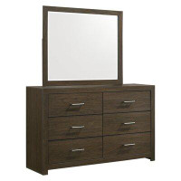 Millwood Pines Millwood Pines Bluxome 6-Drawer Dresser With Mirror In Walnut