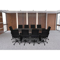Foundry Select Humzah Rectangular Solid Wood Conference Table and Chair Set