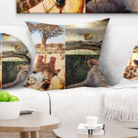 Made in Canada - East Urban Home African Safari Wildlife Collage Landscape Printed Pillow