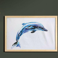 East Urban Home Ambesonne Dolphin Wall Art With Frame, Watercolor Ocean Mammal Hand Drawn Aquatic Life Environment Frien
