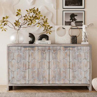 Ivy Bronx Accent Cabinet Farmhouse Style 4 Door Wooden Cabinet Sideboard