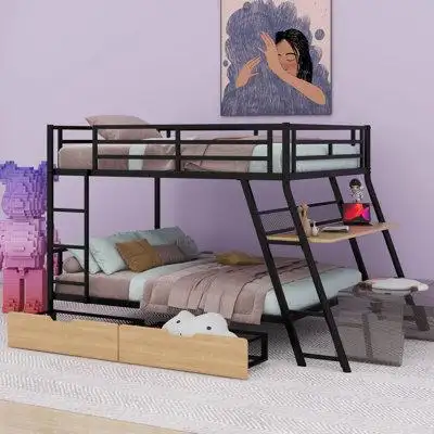 Mason & Marbles Cathy 2 Drawer Metal Bunk Bed with Bookcase by Mason & Marbles