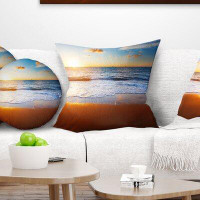 Made in Canada - East Urban Home Seashore Sea and Sky with Sandy Beach Pillow