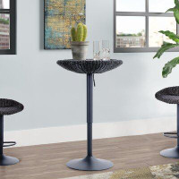 17 Stories Swivel Adjustable Height Wicker Bar Height Dining Table