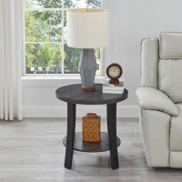 Wildon Home® Wildon Home® Anze Contemporary Round Wood Shelf End Table In Charcoal Finish