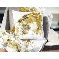 East Urban Home Animal Lioness and Cub Illustration Pillow