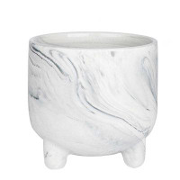 Wrought Studio Ceramic Grey And White Marble Planter