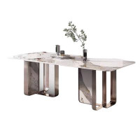Orren Ellis Italian Light Luxury Rock Table Modern Simple Rectangular High-end Dining Table