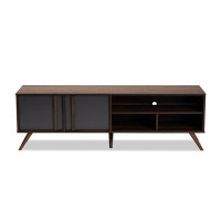 Lefancy.net Lefancy  Naoki Modern and Contemporary Two-Tone Grey and Walnut Finished Wood 2-Door TV Stand
