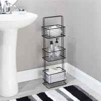 mDesign Mdesign Vertical Standing Bathroom Shelving Unit Tower 3 Baskets - Matte Black