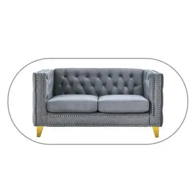 Smartmonkey Modern Style, Velvet Upholstered Sofa With Nailheads And Metal Feet