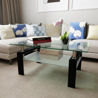 Ivy Bronx Rectangle Coffee Table, Modern Side Center Tables For Living Room, Living Room Furniture