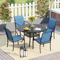 Red Barrel Studio Round 4 - Person 41.7'' L Outdoor Dining Set with 4 Stackable Textilene Chairs