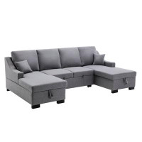 Latitude Run® Upholstery Sleeper Sectional Sofa With Double Storage Spaces_" H x 104.7" W x 59.8" D