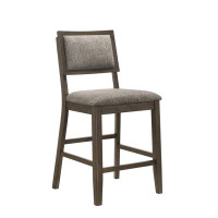Red Barrel Studio 2Pc Transitional Counter Height Dining Side Chairs With Upholstered Seat Back Dark Brown Grey Finish D