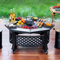 Arlmont & Co. 34.65"W Cold rolled steel Wood Burning Outdoor Fire Pit Table