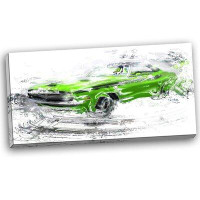 Made in Canada - Design Art Green American Classic Car Graphic Art on Wrapped Canvas
