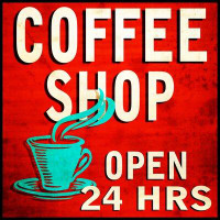 Red Barrel Studio «Coffee Shop Open 24 Hrs» par Graffitee Studios - Reproduction de publicité sur toile tendue