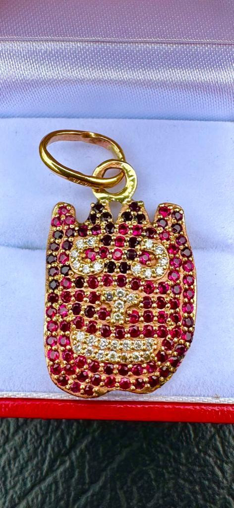#326 - Custom 10k Yellow Gold, Ruby &amp; Diamond “Wilson” Pendant dans Bijoux et montres - Image 2