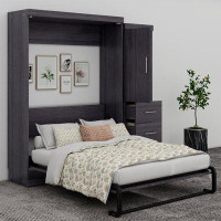 Latitude Run® Full Size Murphy Bed With Wardrobe And Drawers, Storage Bed, Can Be Folded Into A Cabinet