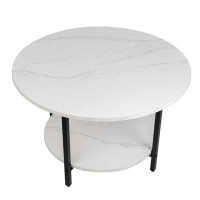 Ivy Bronx Round Coffee Tables, Accent Table Sofa Table Tea Table With Storage 2-Tier For Living Room, Office Desk, Balco