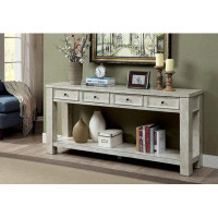 Millwood Pines Sofa Table Antique White Rustic Solid wood Storage Table