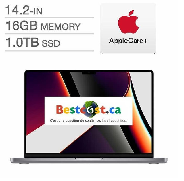 Apple MacBook PRO 14.2 M1 1TB SSD 16GB GrisCo MKGQ3LL/A AC+ Anglais - BESTCOST.CA in Laptops in Greater Montréal