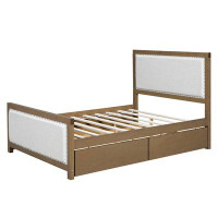 Latitude Run® Queen Size Upholstered Platform Bed with Wood Frame and 4 Drawers