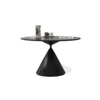 Fit and Touch 47.24" Black Rock Beam + Carbon Steel Dining Table