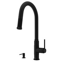 Hart Arched Single-Handle Pull-Down Kitchen Faucet w Optional Soap Disp. in Stainless Steel or Matte Black/Brushed Gold